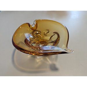 Amber Chalet Heart Shaped Art Glass